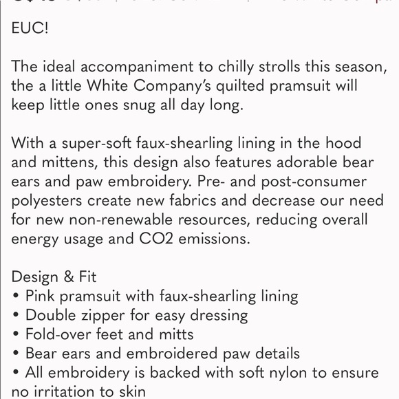 The White Company Blue Quilted Baby Pramsuit size 9-12 months - Picture 3 of 16